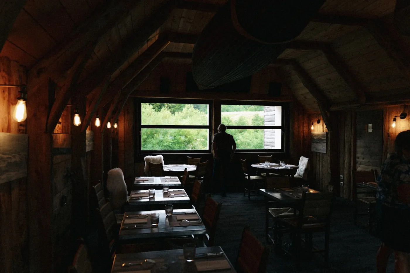 The timber-framed back room